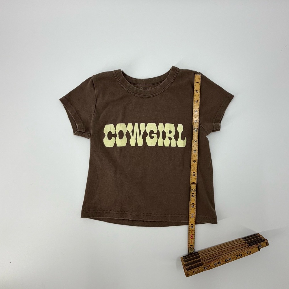 John Galt Brandy Melville Brown Cowgirl Graphic Baby Tee Short Sleeve Crop‎ Top